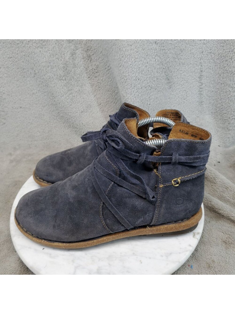 Born Shoes Womens Size 8.5 Tarkiln Navy Blue Suede Ankle Boots *Read*